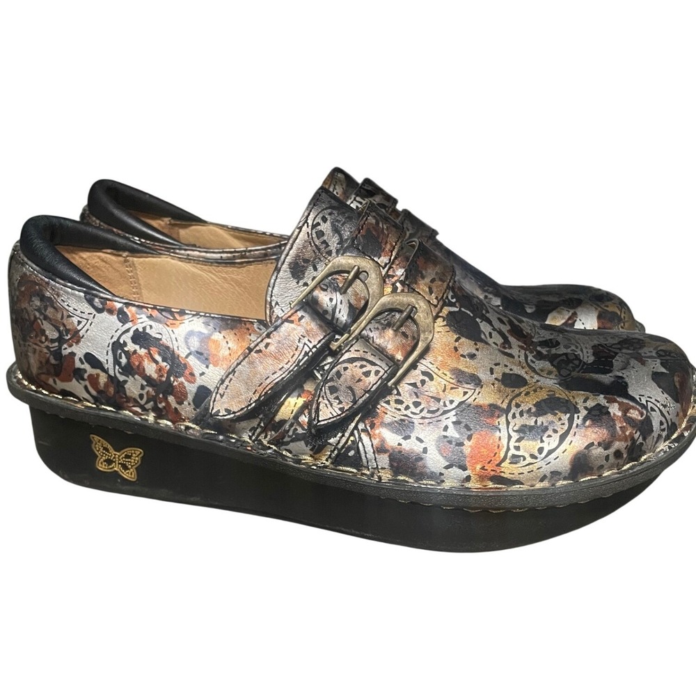 Alegria Alli Rome Patent Leather Double Strap Clogs Women's 7.5(38)